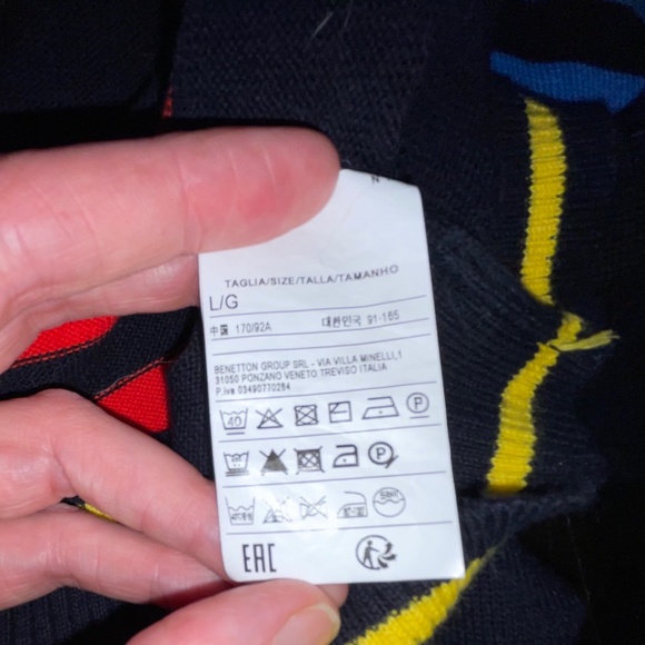 Benetton noticeable stripes sweater / Women Large/ 100% cotton /  long sleeves - Picture 7 of 10